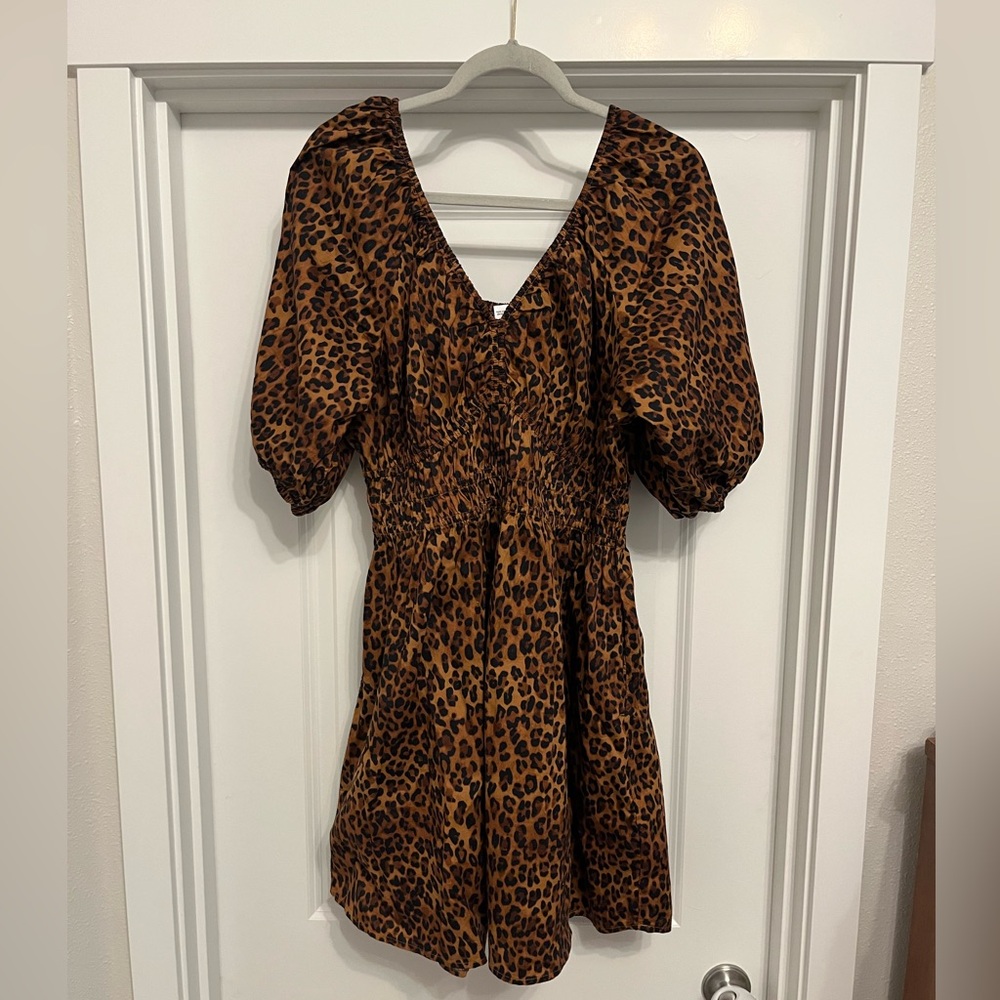 NWT O.N. Leopard Mini Dress - Large Tall